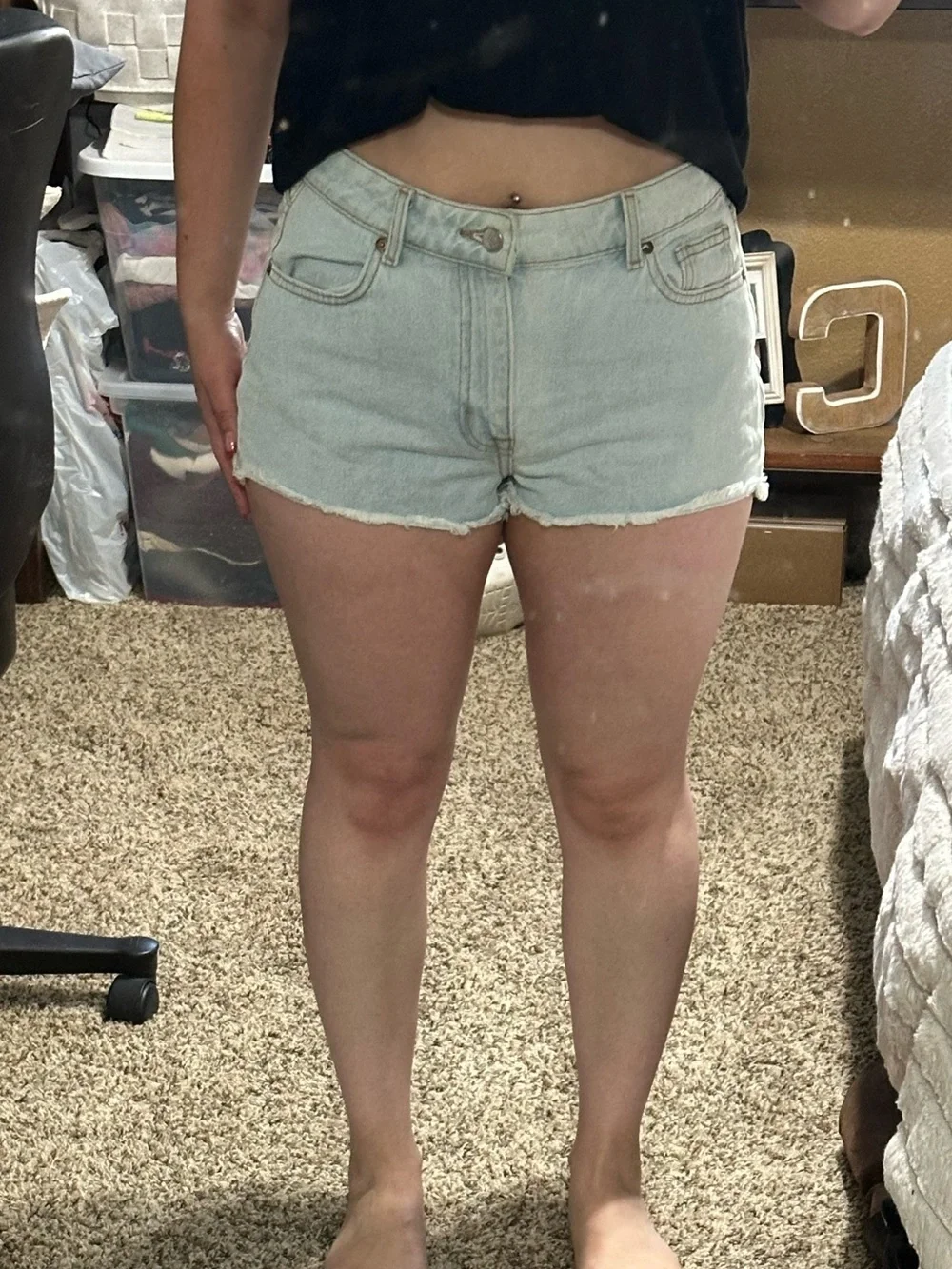 H&M Light Blue Denim High-Rise Cutoff Shorts